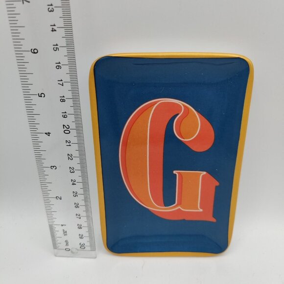 Ceramic Trinket Tray Dish Initial G Monogram Soap Dish Colorful Jewelry - Picture 2 of 4